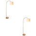 2 PACK 1635mm Tall Curved Floor Lamp - Warm brass plate & natural fabric Shade - 10W LED E27