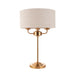 2 PACK Table Lamp & Shade - Vintage brass & natural linen - 3 x 7W LED E14