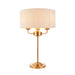 Table Lamp & Shade - Vintage brass & natural linen - 3 x 7W LED E14