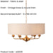 2 PACK Hanging Ceiling Pendant Light - Vintage brass & natural linen - 6 x 6W LED E14