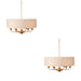 2 PACK Hanging Ceiling Pendant Light - Vintage brass & natural linen - 6 x 6W LED E14