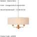 2 PACK Hanging Ceiling Pendant Light - Vintage brass & natural linen - 3 x 6W LED E14