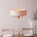 Hanging Ceiling Pendant Light - Vintage brass & natural linen - 3 x 6W LED E14