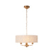 2 PACK Hanging Ceiling Pendant Light - Vintage brass & natural linen - 3 x 6W LED E14