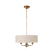 Hanging Ceiling Pendant Light - Vintage brass & natural linen - 3 x 6W LED E14
