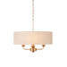 Hanging Ceiling Pendant Light - Vintage brass & natural linen - 3 x 6W LED E14
