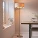 2 PACK 1600mm Tall Floor Lamp - Vintage brass & natural linen - 3 x 6W LED E14