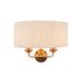 Dimmable Wall Light - Vintage brass & natural linen Shade - Sleek Modern Sconce - 2x 6W E14 LED