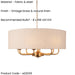 2 PACK Hanging Ceiling Pendant Light - Vintage brass & natural linen - 8 x 6W LED E14