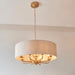 2 PACK Hanging Ceiling Pendant Light - Vintage brass & natural linen - 8 x 6W LED E14