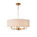 Hanging Ceiling Pendant Light - Vintage brass & natural linen - 8 x 6W LED E14