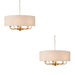 2 PACK Hanging Ceiling Pendant Light - Vintage brass & natural linen - 8 x 6W LED E14