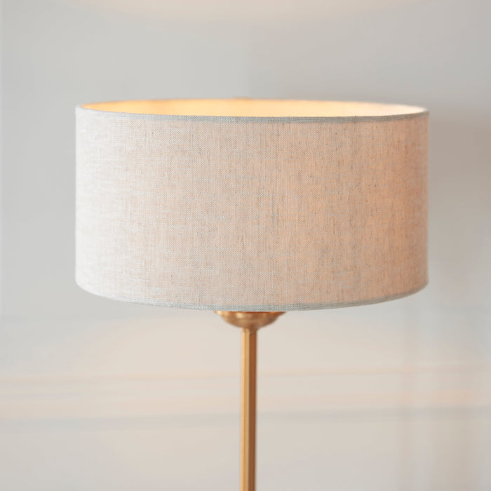 2 PACK Table Lamp & Shade - Vintage brass & natural linen - 7W LED E14