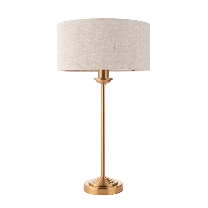Table Lamp & Shade - Vintage brass & natural linen - 7W LED E14