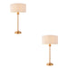 2 PACK Table Lamp & Shade - Vintage brass & natural linen - 7W LED E14