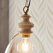 Hanging Ceiling Pendant Light - Natural ash, brushed aged brass plate & clear glass - 10W LED E27