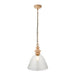 2 PACK Hanging Ceiling Pendant Light - Natural ash, brushed aged brass plate & clear glass - 10W LED E27