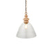 Hanging Ceiling Pendant Light - Natural ash, brushed aged brass plate & clear glass - 10W LED E27