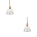2 PACK Hanging Ceiling Pendant Light - Natural ash, brushed aged brass plate & clear glass - 10W LED E27