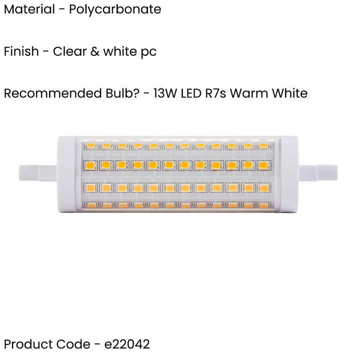 2 PACK 13W Dimmable R7s LED Light Bulb - Warm White 3000k 1700 Lumens - 118mm