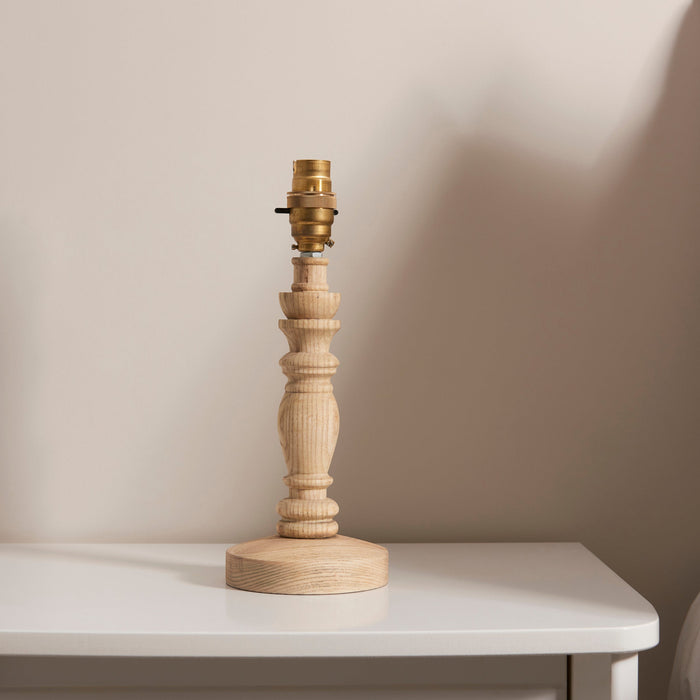 Table Lamp Base Only - Natural ash & brushed aged brass plate - 7W LED B22