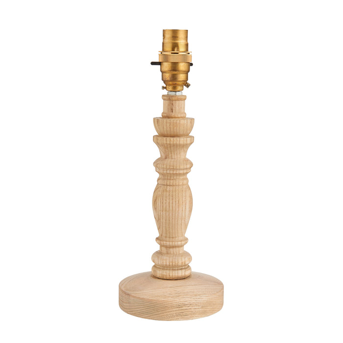 Table Lamp Base Only - Natural ash & brushed aged brass plate - 7W LED B22