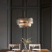 2 PACK Hanging Ceiling Pendant Light - Antique brass plate & clear ribbed glass - 5 x 6W LED E14