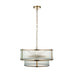 2 PACK Hanging Ceiling Pendant Light - Antique brass plate & clear ribbed glass - 5 x 6W LED E14
