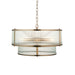 Hanging Ceiling Pendant Light - Antique brass plate & clear ribbed glass - 5 x 6W LED E14