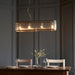 Hanging Ceiling Pendant Light - Antique brass plate & clear ribbed glass - 4 x 6W LED E14
