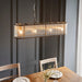 2 PACK Hanging Ceiling Pendant Light - Antique brass plate & clear ribbed glass - 4 x 6W LED E14