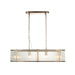 Hanging Ceiling Pendant Light - Antique brass plate & clear ribbed glass - 4 x 6W LED E14