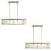 2 PACK Hanging Ceiling Pendant Light - Antique brass plate & clear ribbed glass - 4 x 6W LED E14