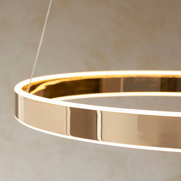 Hanging Ceiling Pendant Light - French gold finish & frosted acrylic - 42W LED module Warm White