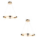 2 PACK Hanging Ceiling Pendant Light - French gold finish & frosted acrylic - 42W LED module Warm White