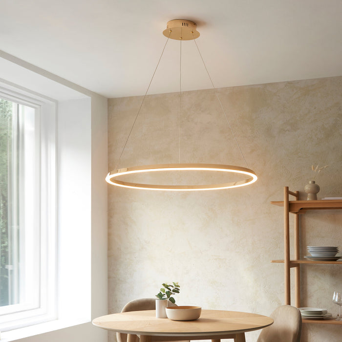 Hanging Ceiling Pendant Light - French gold finish & white silicone - 43.5W LED module Warm White