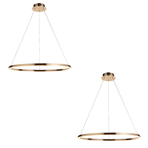 2 PACK Hanging Ceiling Pendant Light - French gold finish & white silicone - 43.5W LED module Warm White