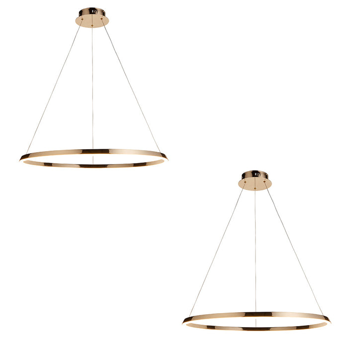 2 PACK Hanging Ceiling Pendant Light - French gold finish & white silicone - 43.5W LED module Warm White