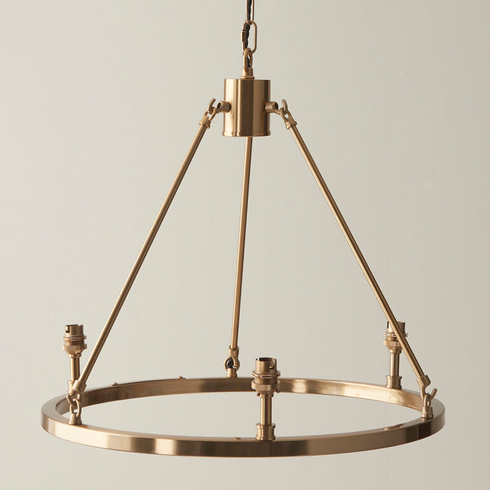 2 PACK Hanging Ceiling Pendant Light - Brushed aged brass plate - 3 x 7W LED B22
