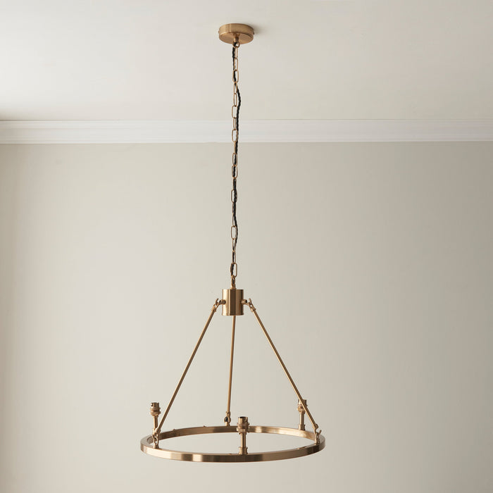 Hanging Ceiling Pendant Light - Brushed aged brass plate - 3 x 7W LED B22