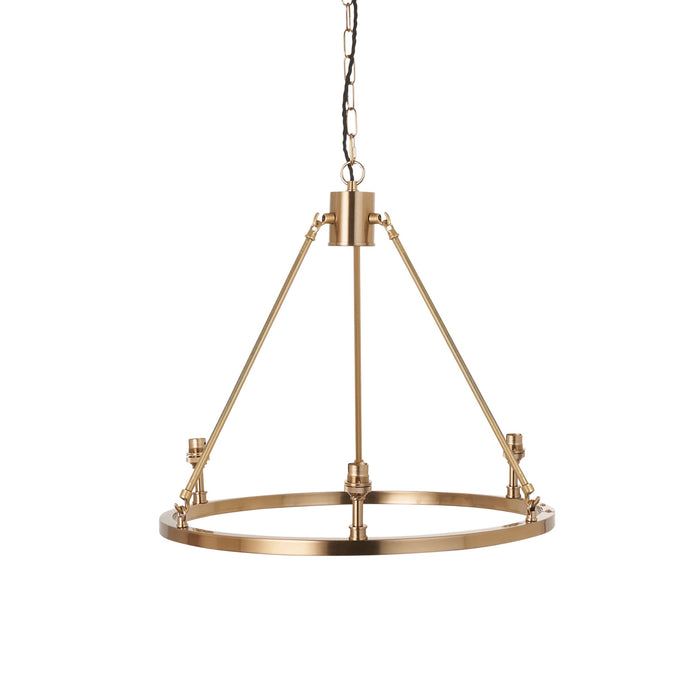 Hanging Ceiling Pendant Light - Brushed aged brass plate - 3 x 7W LED B22