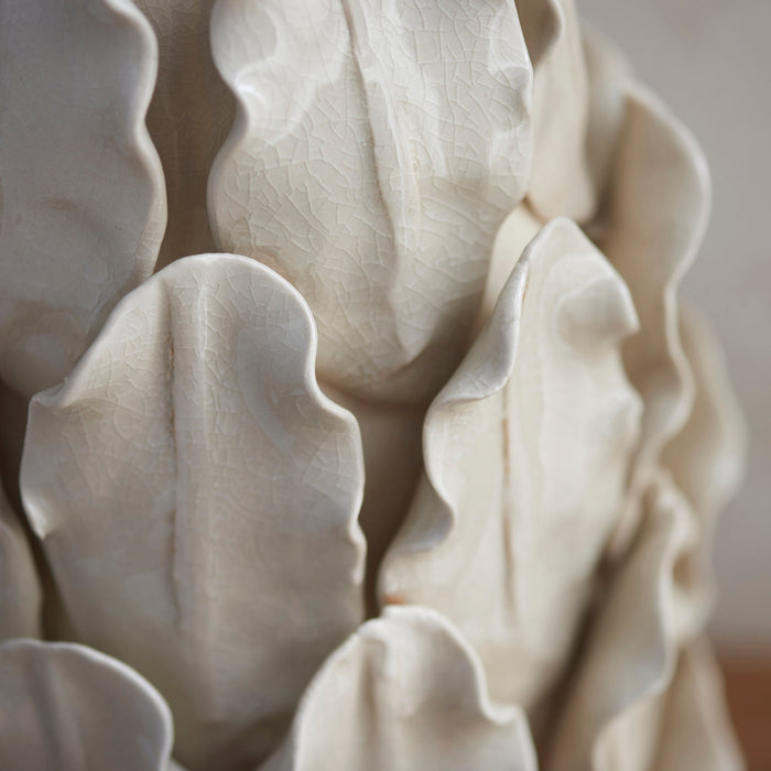 Table Lamp Base Only - Ivory crackle glaze & brushed aged brass plate - 10W LED B22