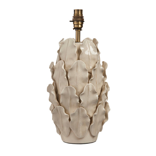 Table Lamp Base Only - Ivory crackle glaze & brushed aged brass plate - 10W LED B22