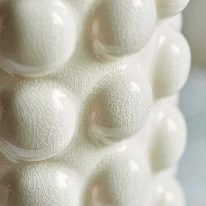 Table Lamp Base Only - White crackle glaze & brushed aged brass plate - 10W LED B22