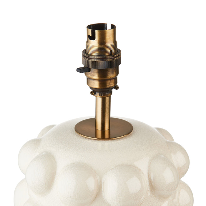Table Lamp Base Only - White crackle glaze & brushed aged brass plate - 10W LED B22