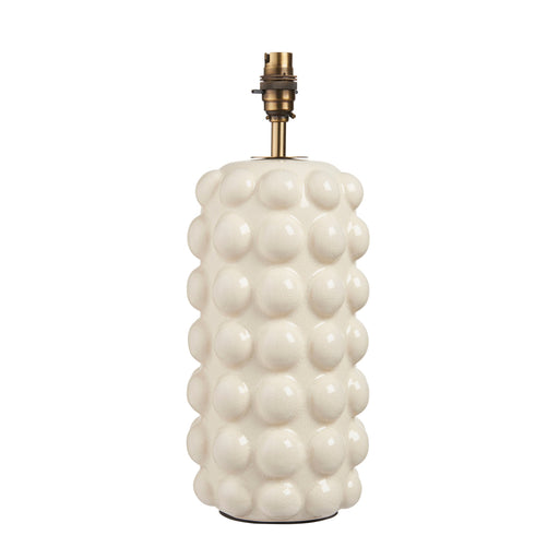 Table Lamp Base Only - White crackle glaze & brushed aged brass plate - 10W LED B22