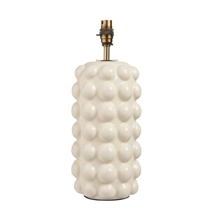 Table Lamp Base Only - White crackle glaze & brushed aged brass plate - 10W LED B22