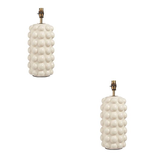 2 PACK Table Lamp Base Only - White crackle glaze & brushed aged brass plate - 10W LED B22