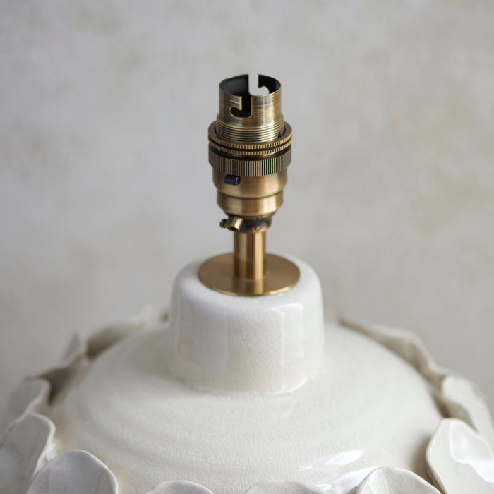 2 PACK Table Lamp Base Only - Ivory crackle glaze & brushed aged brass plate - 10W LED B22