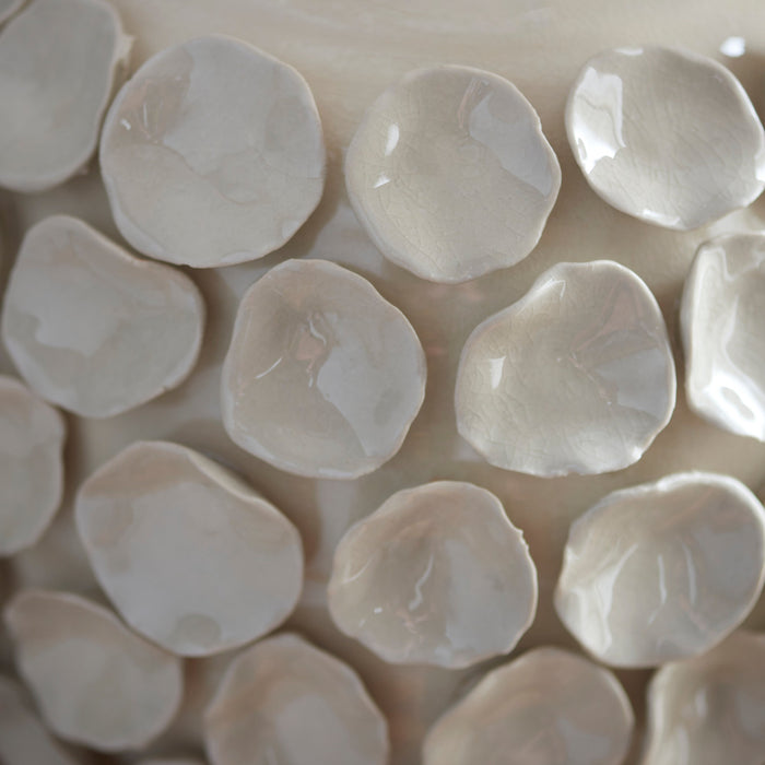 2 PACK Table Lamp Base Only - Ivory crackle glaze & brushed aged brass plate - 10W LED B22